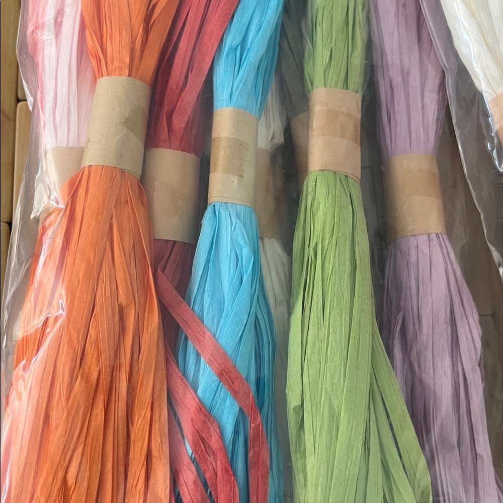 Colorful Set of 12 Different Colored Paper Raffia Ribbons Strands - Picture 2 of 7
